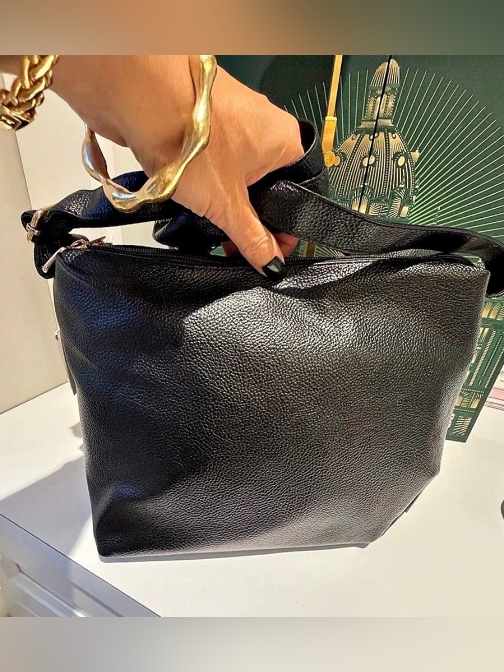 Beverly Hills Polo Club sleek Black and Gold Crossbody Bag NWT GORGE! - Picture 7 of 12